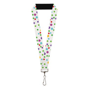 Lanyard - 1.0" - Dots Grid White Gray Multi Color Lanyards Buckle-Down