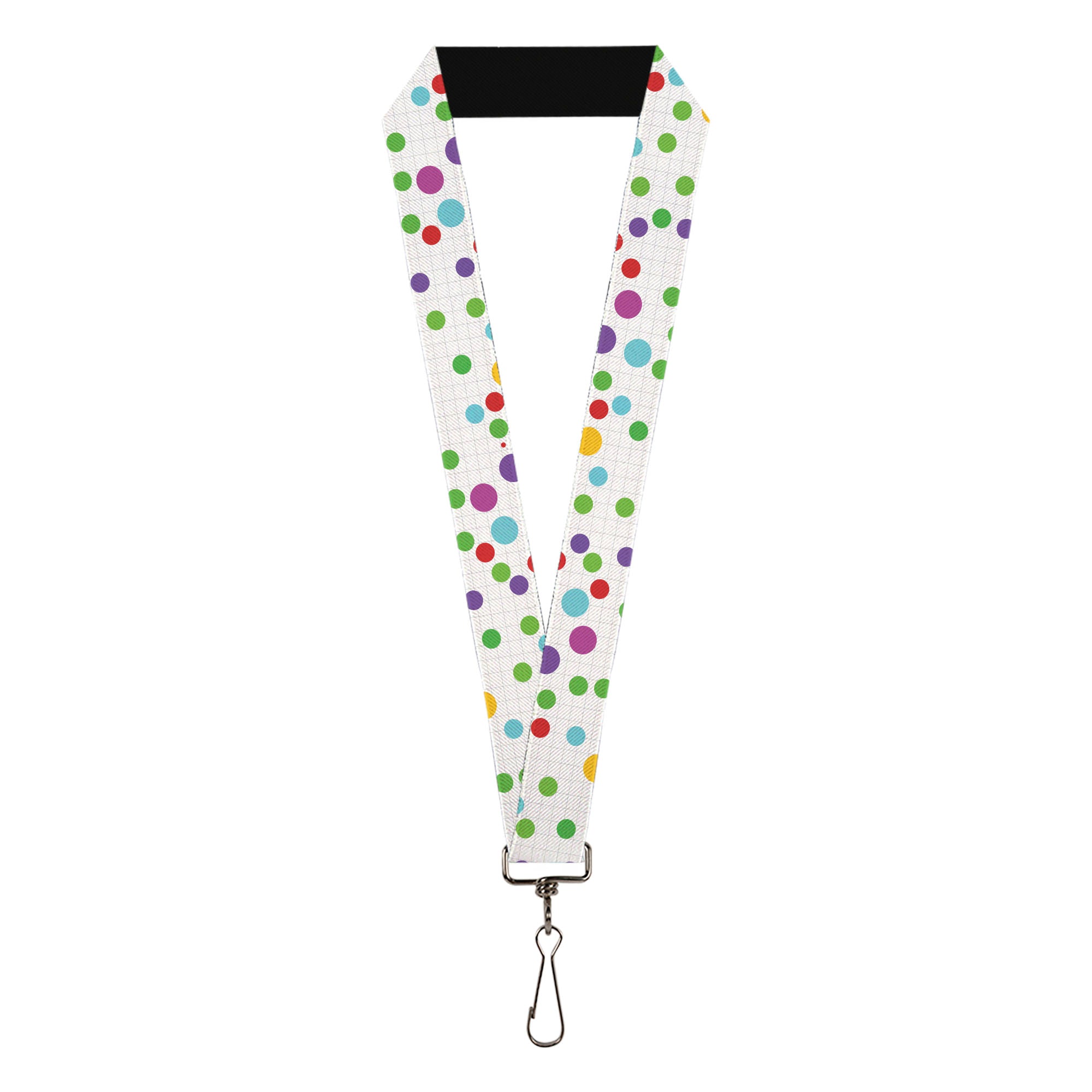 Lanyard - 1.0" - Dots Grid White Gray Multi Color Lanyards Buckle-Down