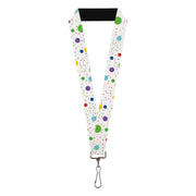 Lanyard - 1.0" - Dots Grid2 White Gray Multi Color Lanyards Buckle-Down