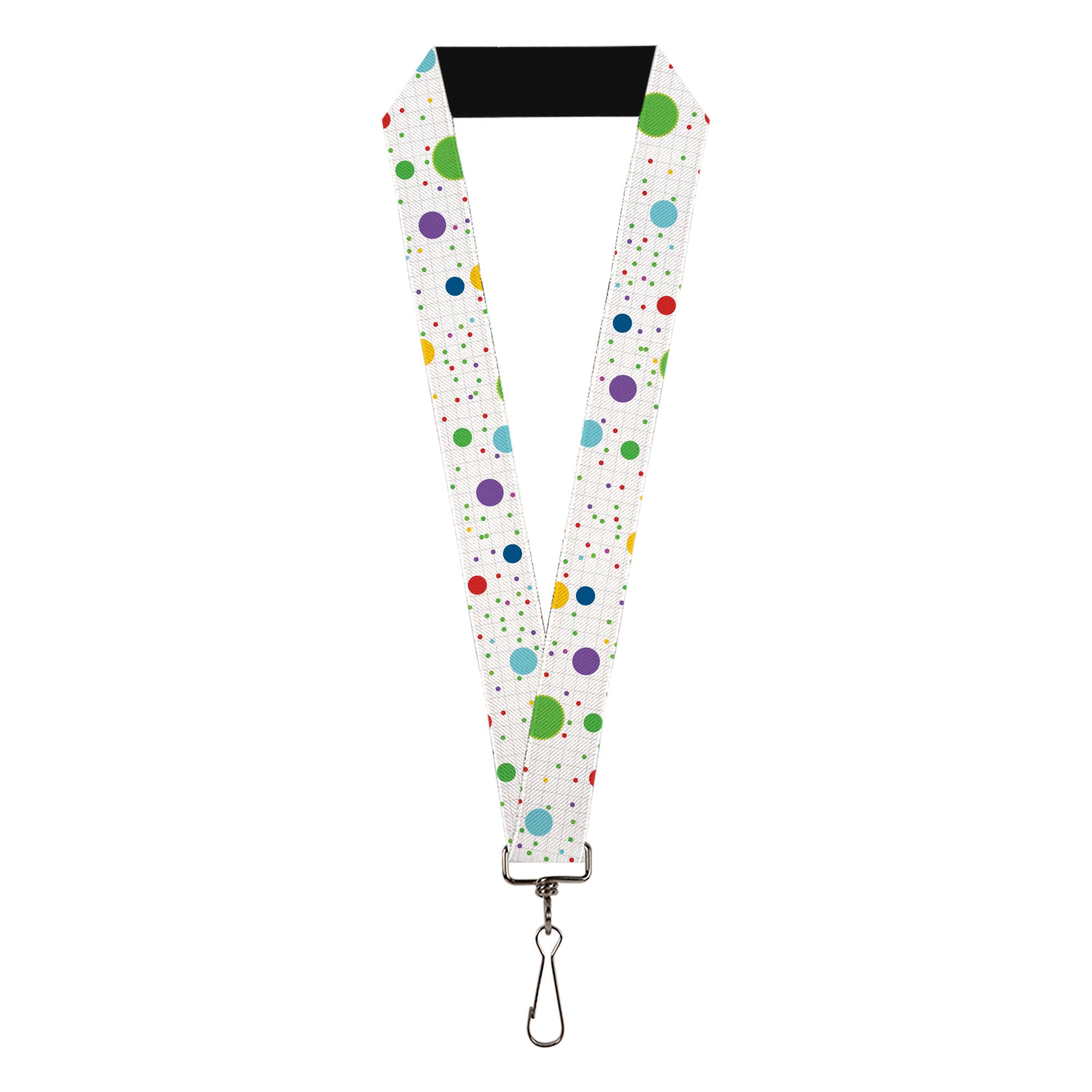 Lanyard - 1.0" - Dots Grid2 White Gray Multi Color Lanyards Buckle-Down