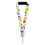 Lanyard - 1.0" - Dots Grid3 White Gray Multi Color Lanyards Buckle-Down