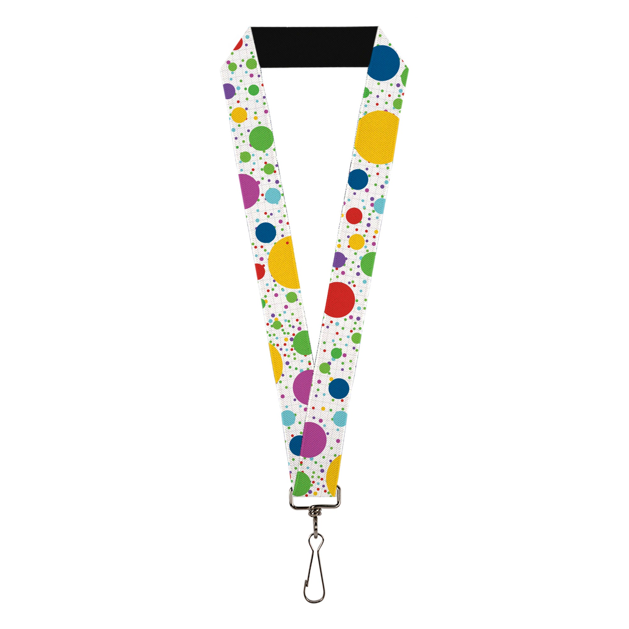 Lanyard - 1.0" - Dots Grid3 White Gray Multi Color Lanyards Buckle-Down
