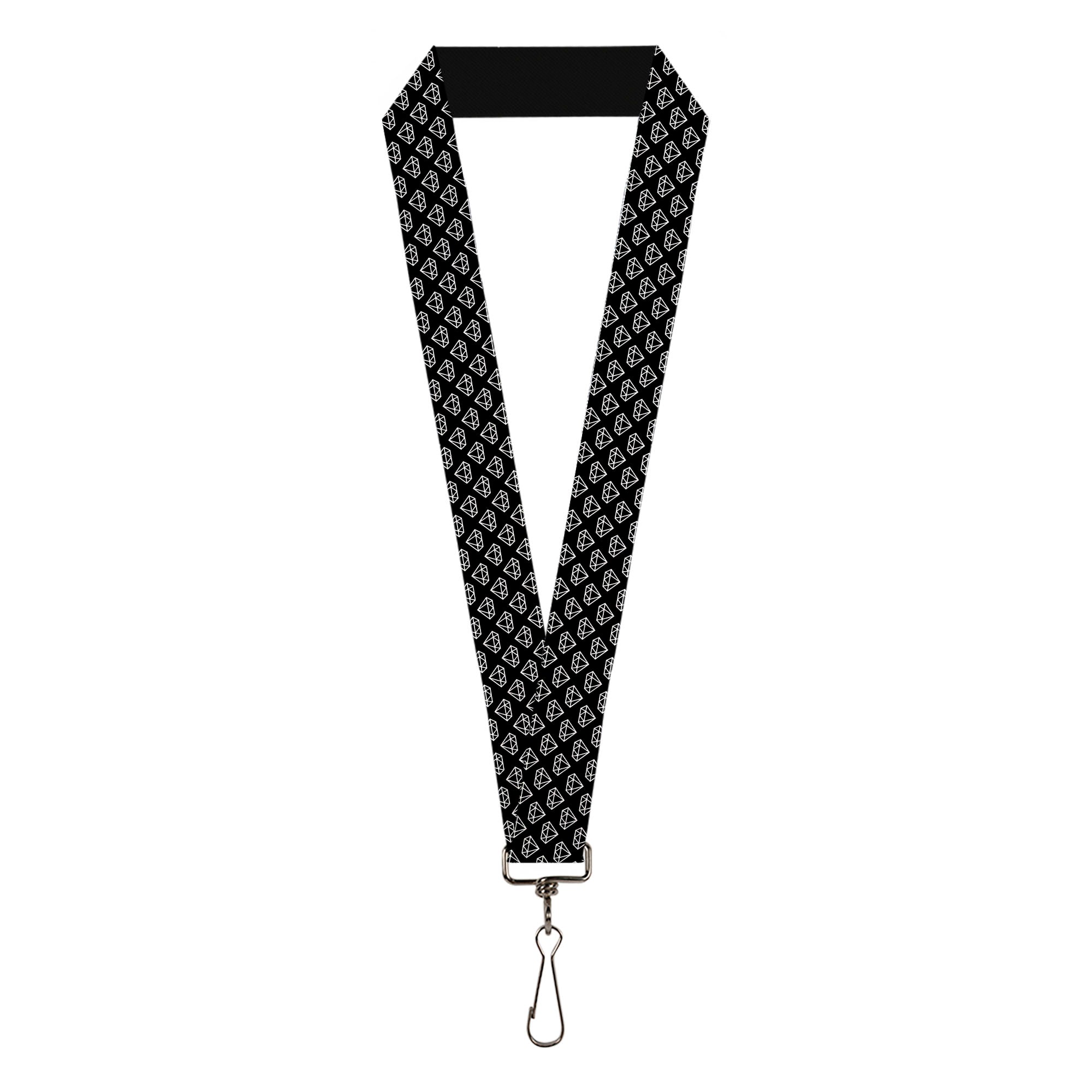 Lanyard - 1.0" - Diamonds Diagonal2 Lines Black White Lanyards Buckle-Down