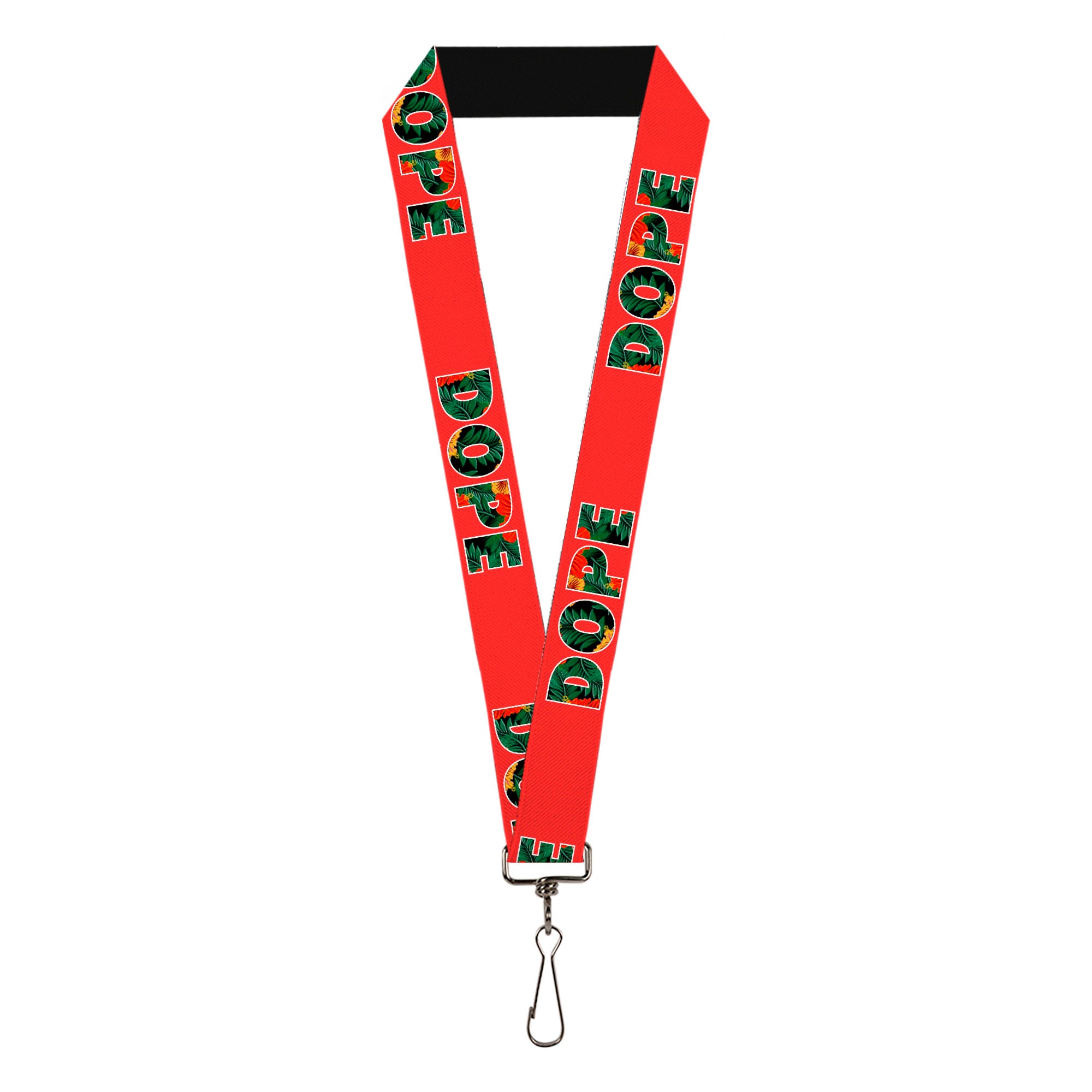 Buckle-Down Lanyard - DOPE Red/Black/Tropical Flowers Lanyards Buckle-Down