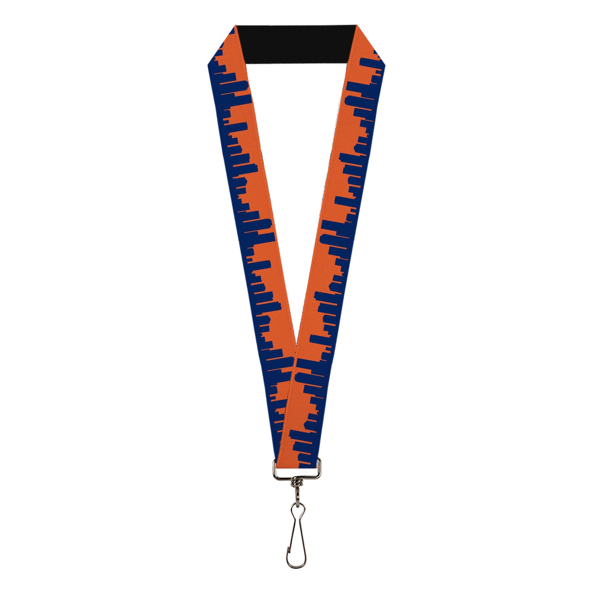 Lanyard - 1.0" - Denver Solid Skyline Orange Navy Lanyards Buckle-Down