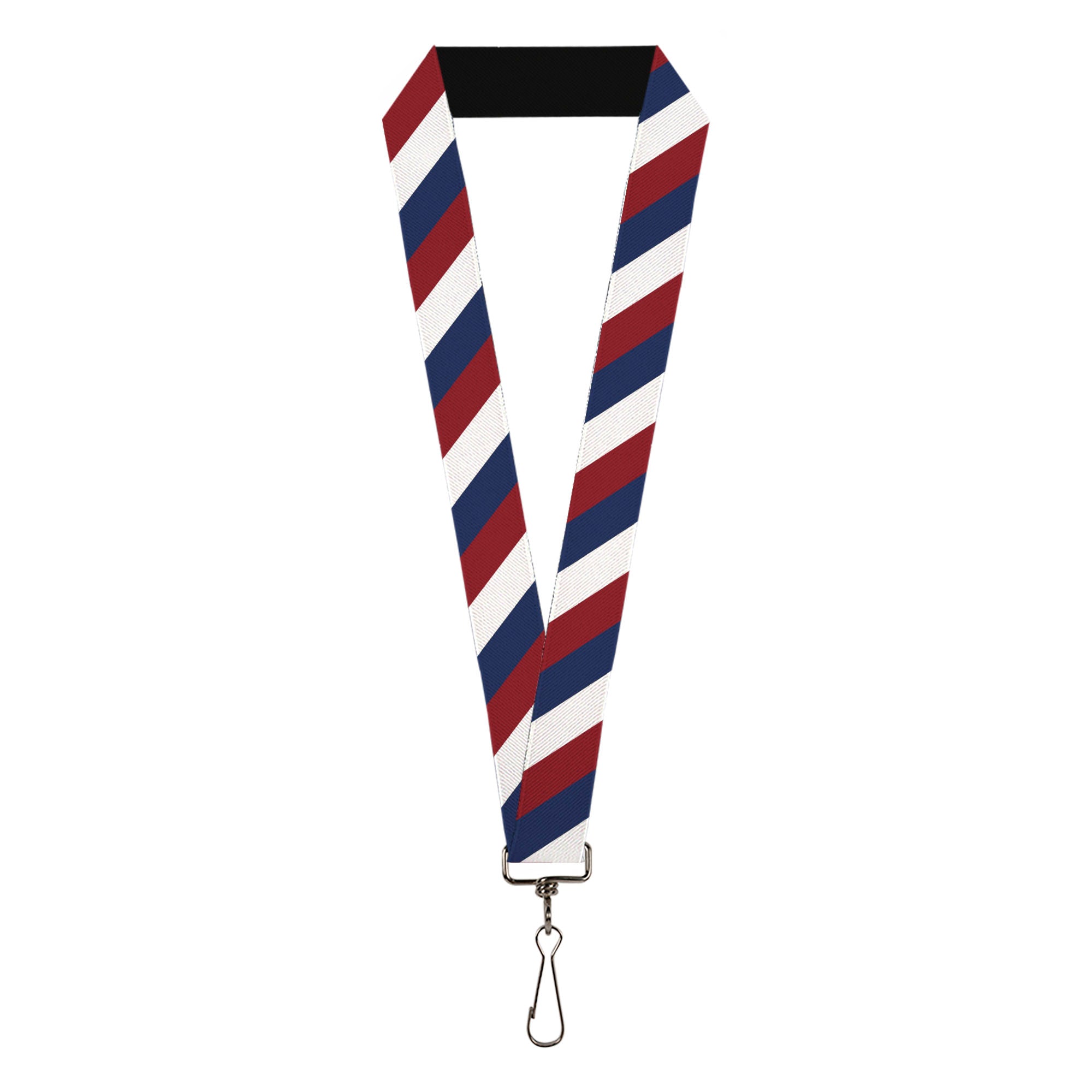 Lanyard - 1.0" - Diagonal Stripe Red White Navy Lanyards Buckle-Down