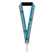 Lanyard - 1.0" - DAYTON BEACH Script Sun Palm Trees Blue Fade Yellow Oranges Green Lanyards Buckle-Down