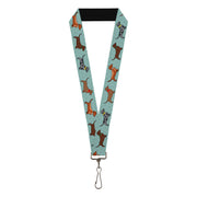Lanyard - 1.0" - Dachshund 4-Dogs Paws Aquas Lanyards Buckle-Down
