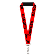 Lanyard - 1.0" - DANGER Text Red Black Lanyards Buckle-Down