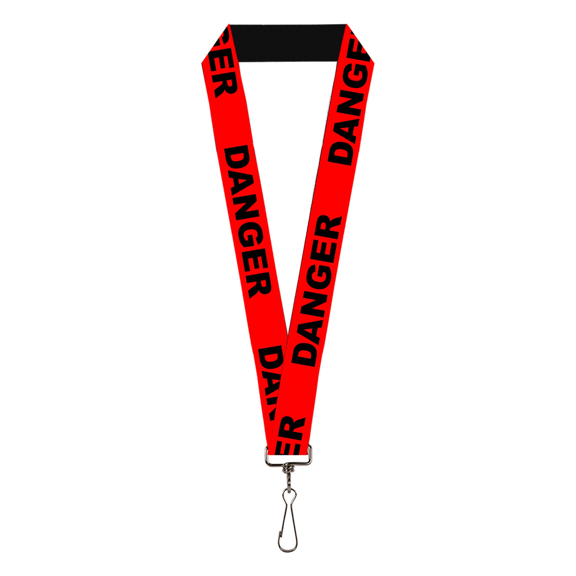 Lanyard - 1.0" - DANGER Text Red Black Lanyards Buckle-Down