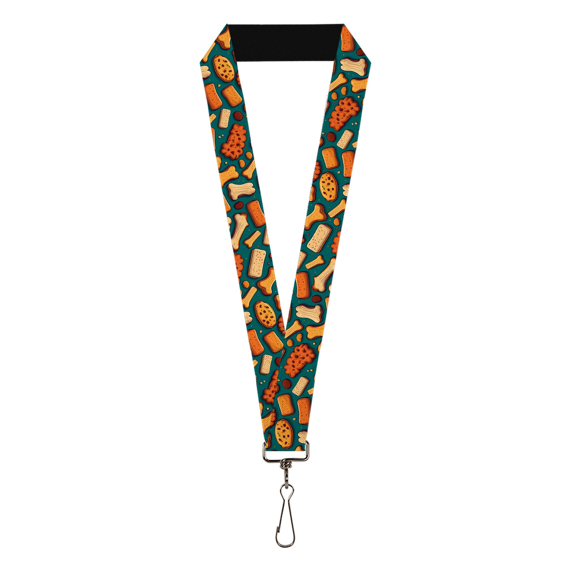 Lanyard - 1.0" - Dog Bone and Biscuit Treats Scattered Blue/Browns Lanyards Buckle-Down