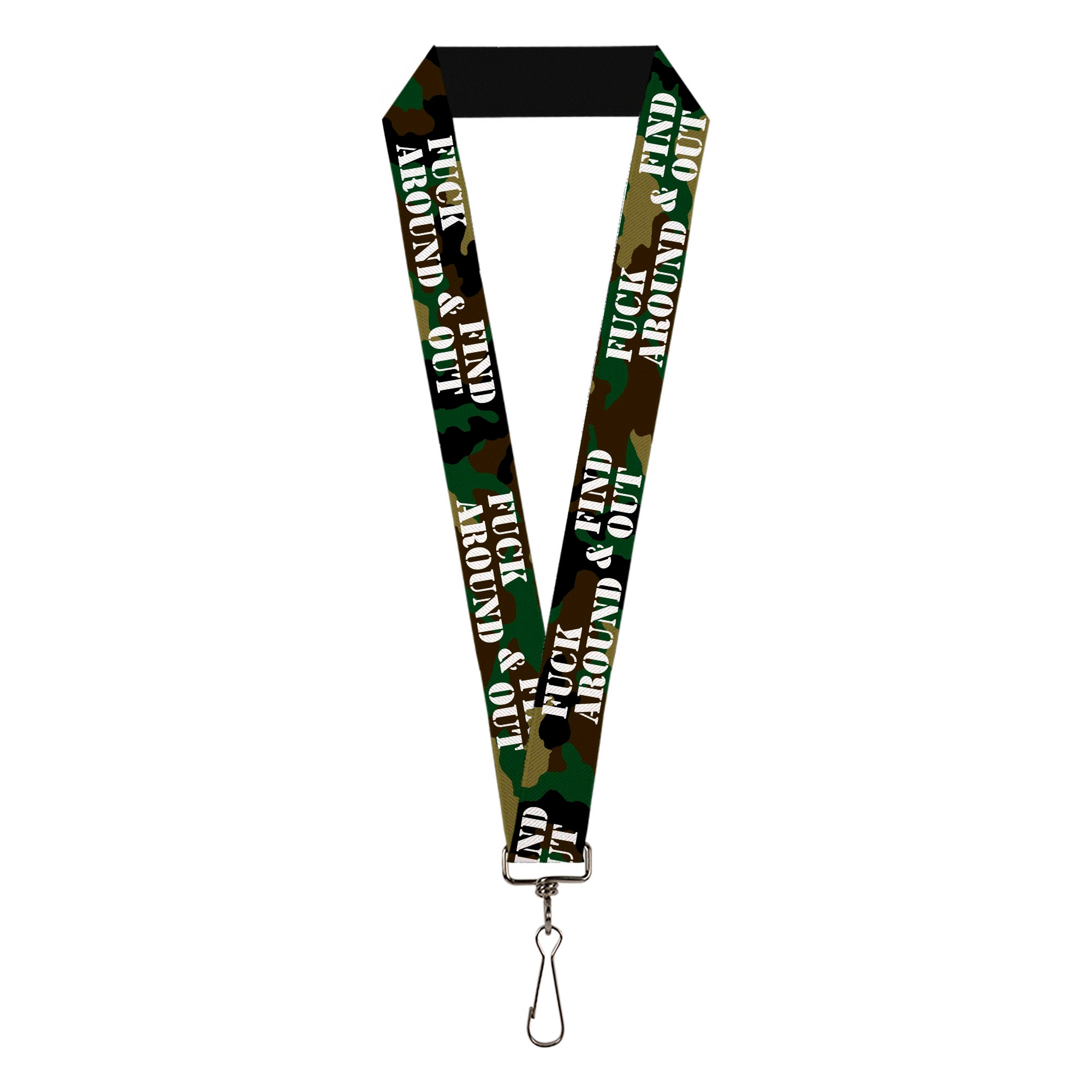 Lanyard - 1.0" - FAFO FUCK AROUND & FIND OUT Stencil Camo White Lanyards Buckle-Down