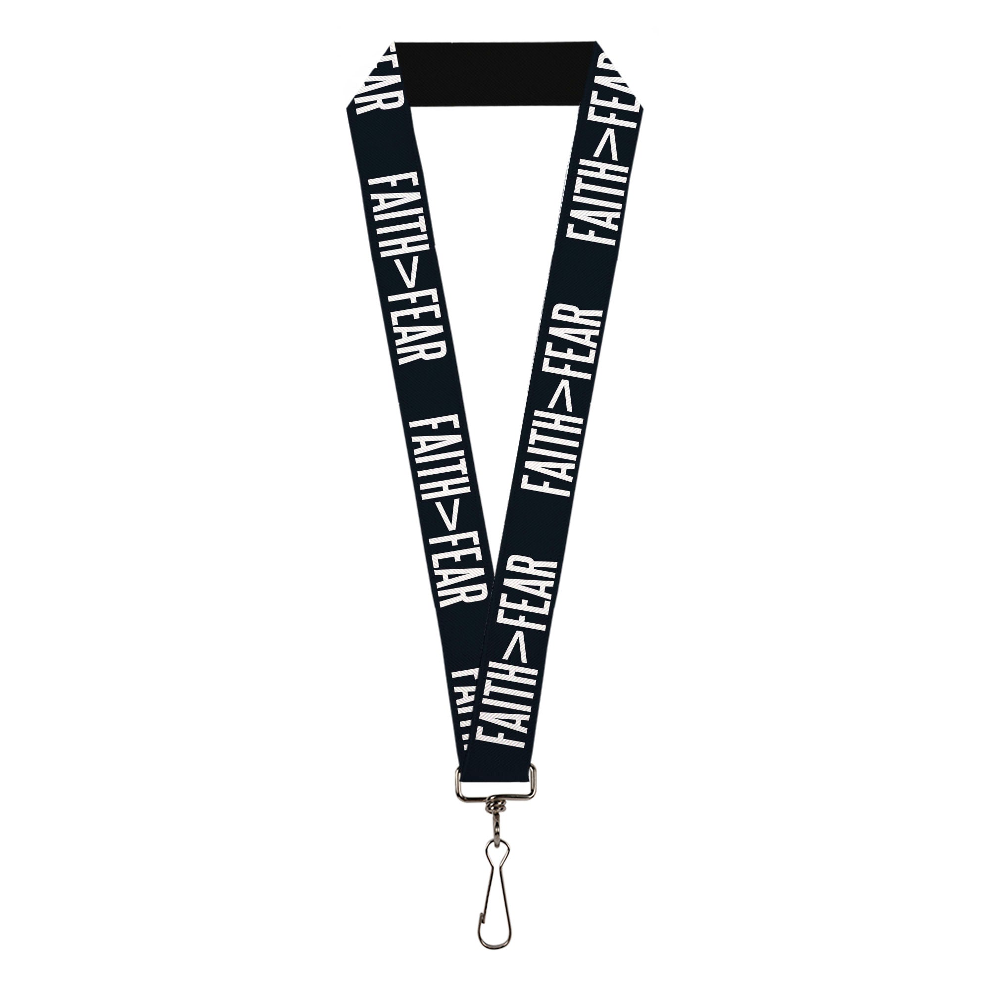 Lanyard - 1.0" - FAITH Greater Than FEAR Navy Blue White Lanyards Buckle-Down