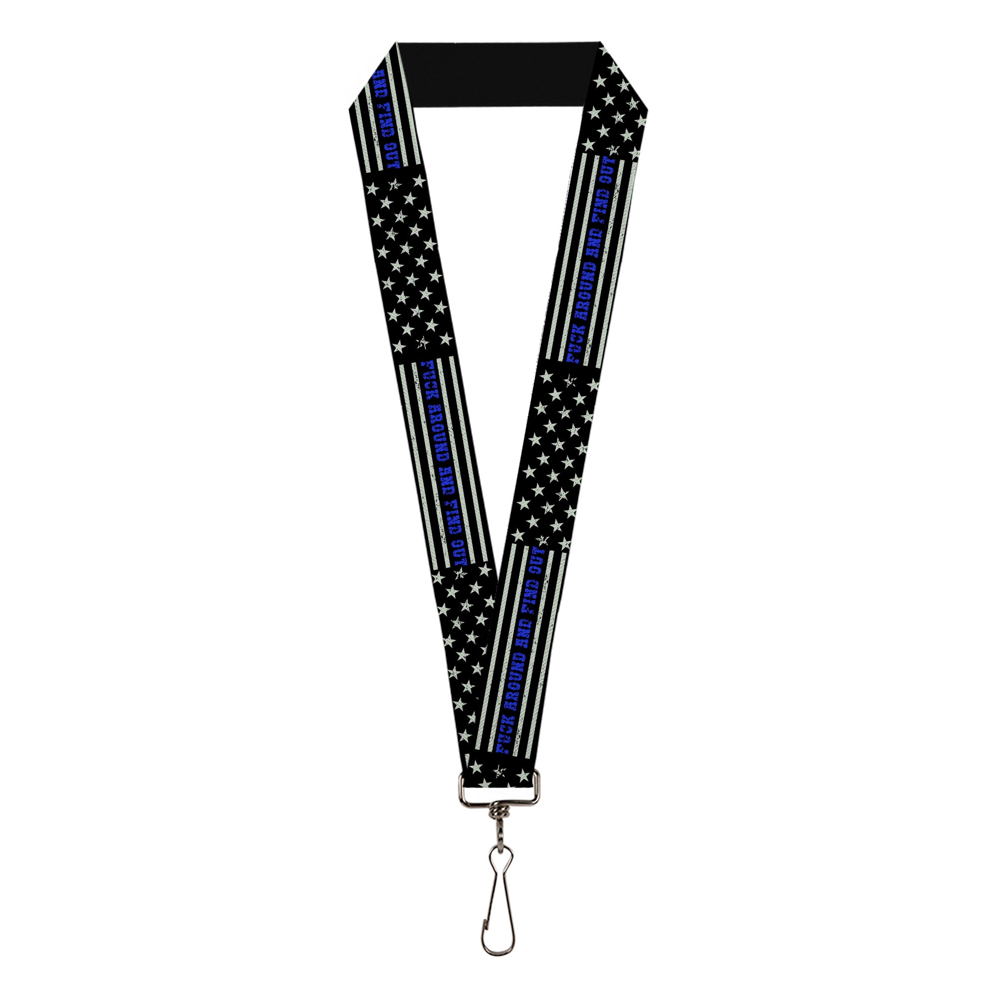 Lanyard - 1.0" - FAFO FUCK AROUND AND FIND OUT Thin Blue Line Flag Lanyards Buckle-Down
