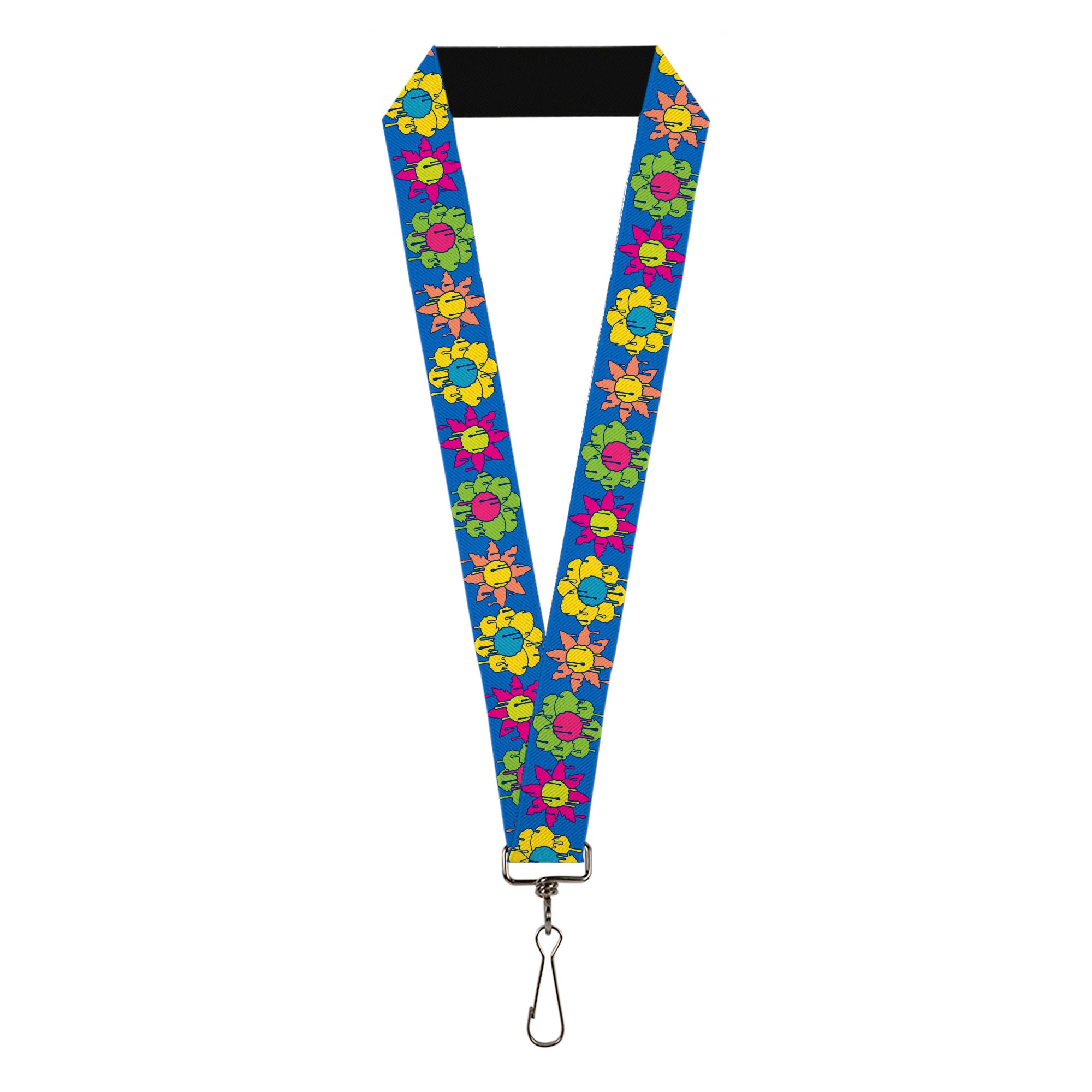 Lanyard - 1.0" - Funky Flower Drip Blue/Multi Color Lanyards Buckle-Down