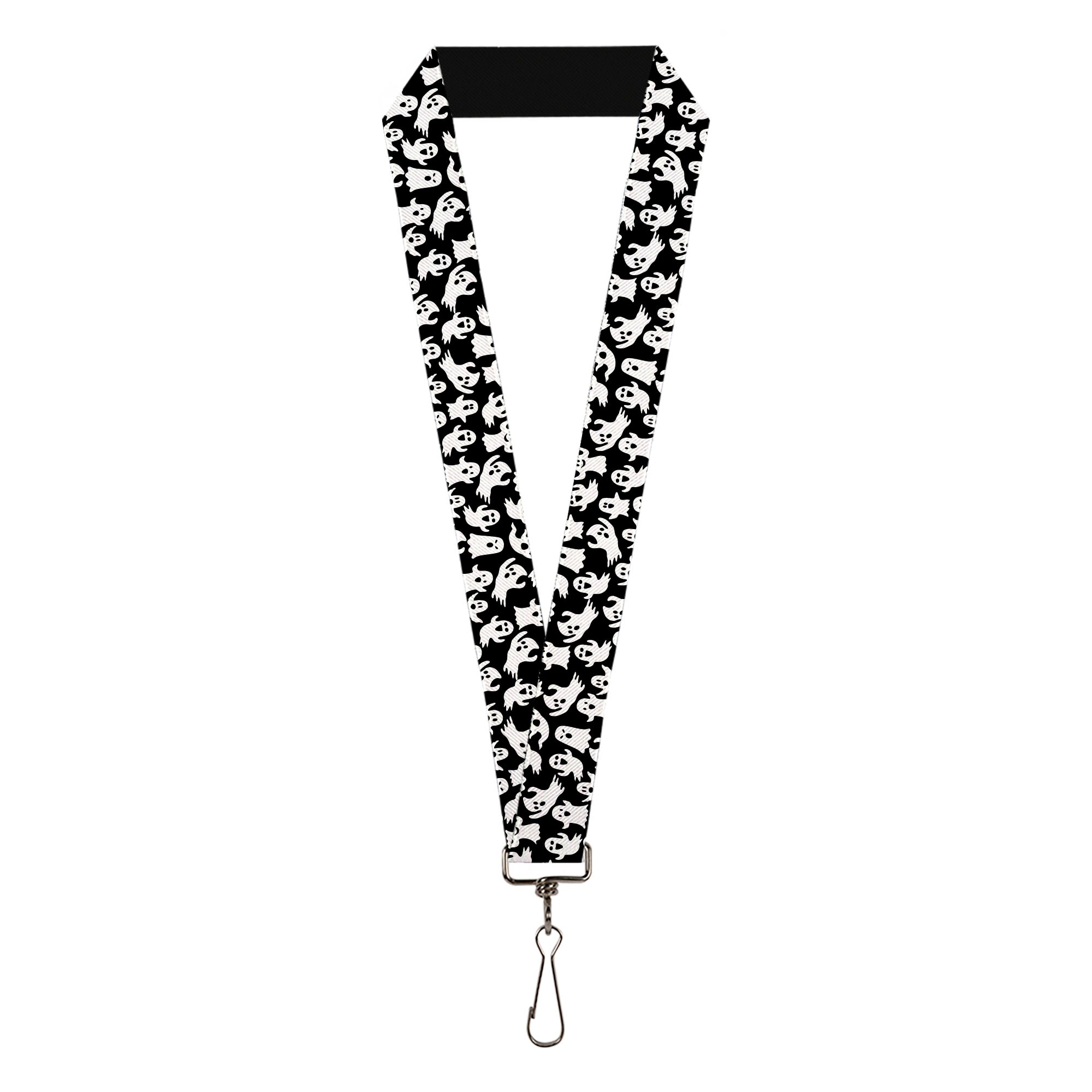 Lanyard - 1.0" - Ghosts Poses Scattered Black/White Lanyards Buckle-Down