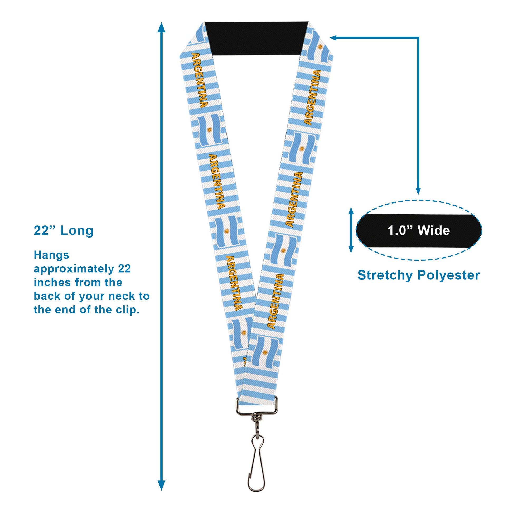 Lanyard - 1.0" - Global Soccer Cup Series Argentina Spirit Flag Lanyards Buckle-Down