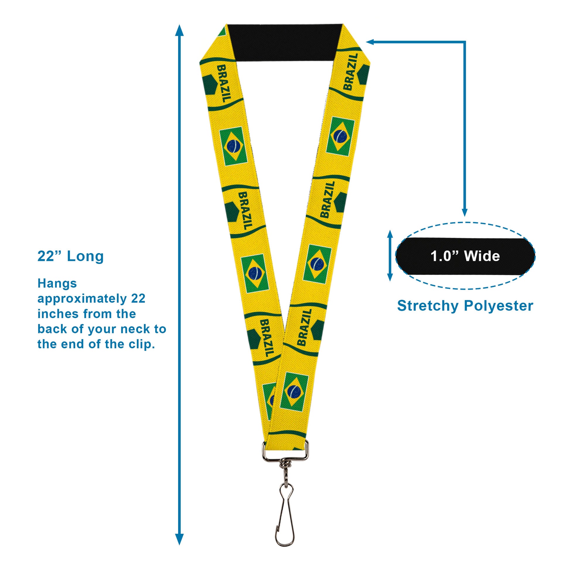 Lanyard - 1.0" - Global Soccer Cup Series Brazil Spirit Flag Lanyards Buckle-Down