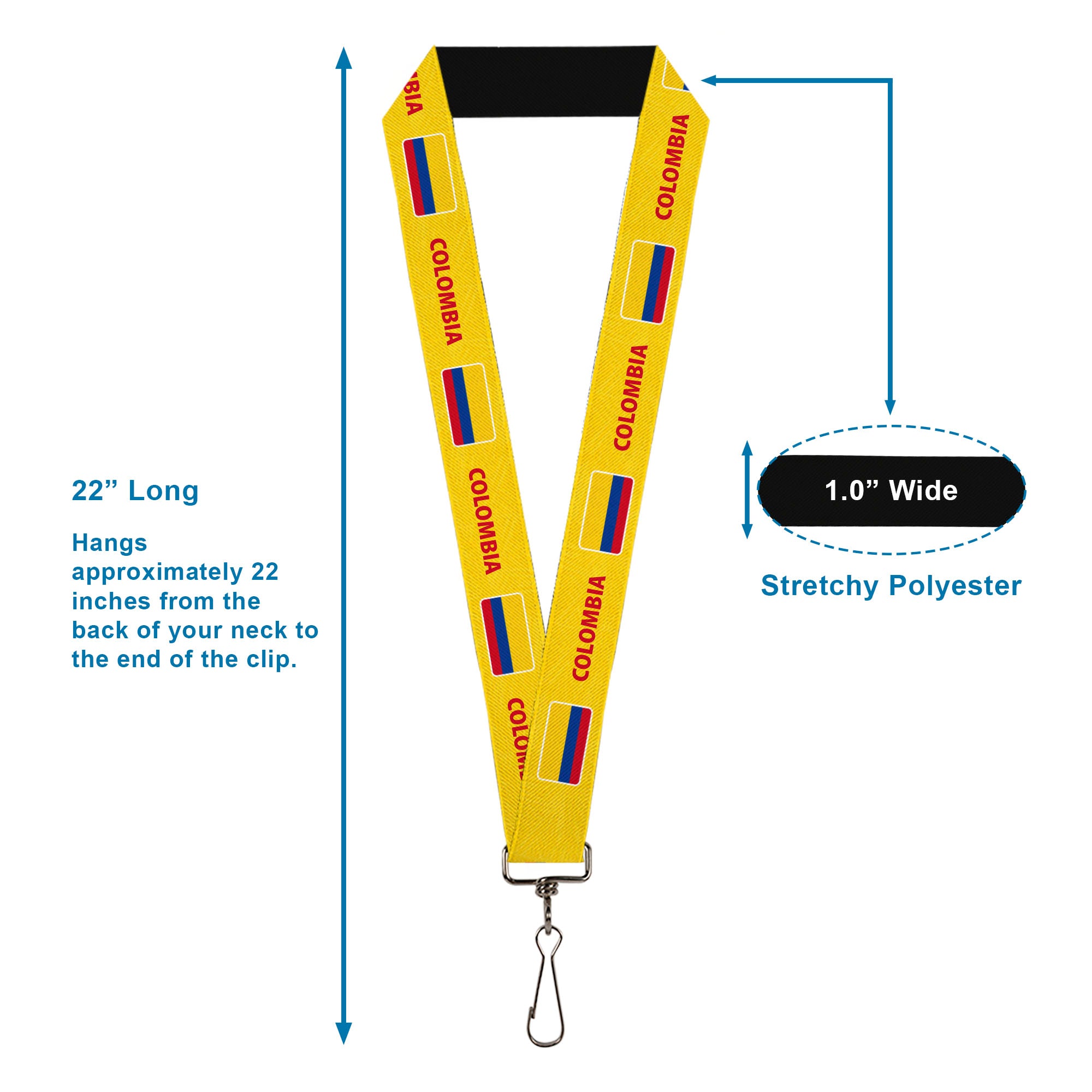Lanyard - 1.0" - Global Soccer Cup Series Colombia Spirit Flag Lanyards Buckle-Down