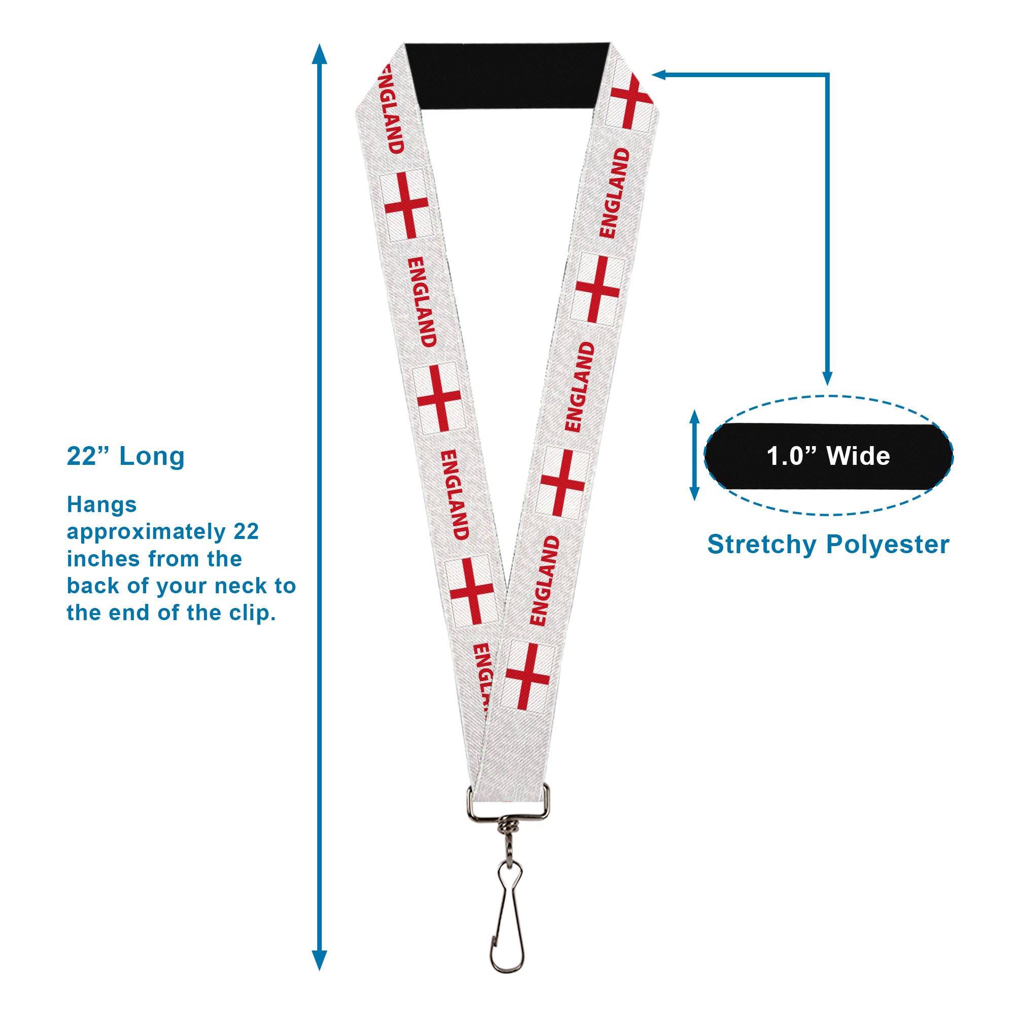 Lanyard - 1.0" - Global Soccer Cup Series England Spirit Flag Lanyards Buckle-Down