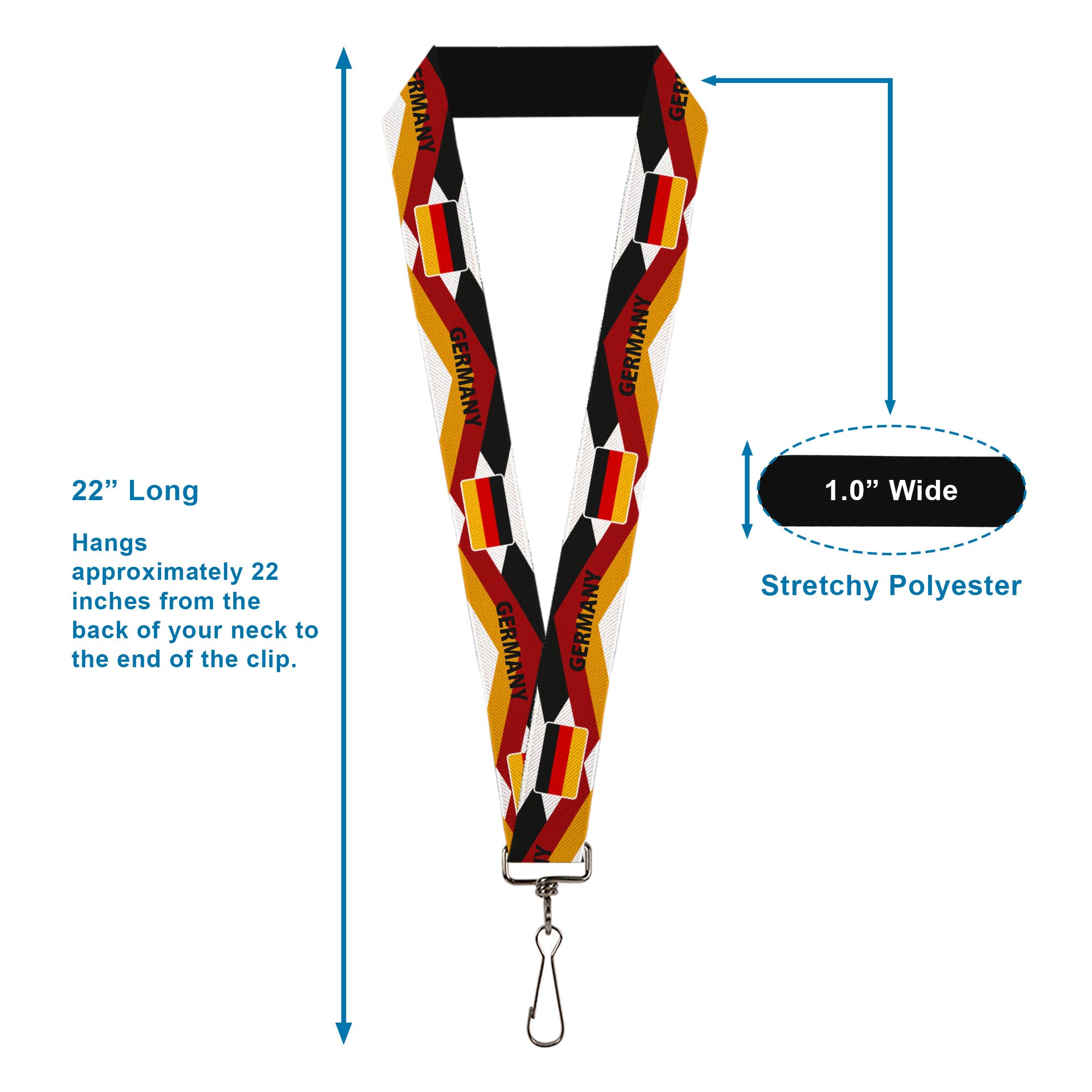 Lanyard - 1.0" - Global Soccer Cup Series Germany Spirit Flag Lanyards Buckle-Down