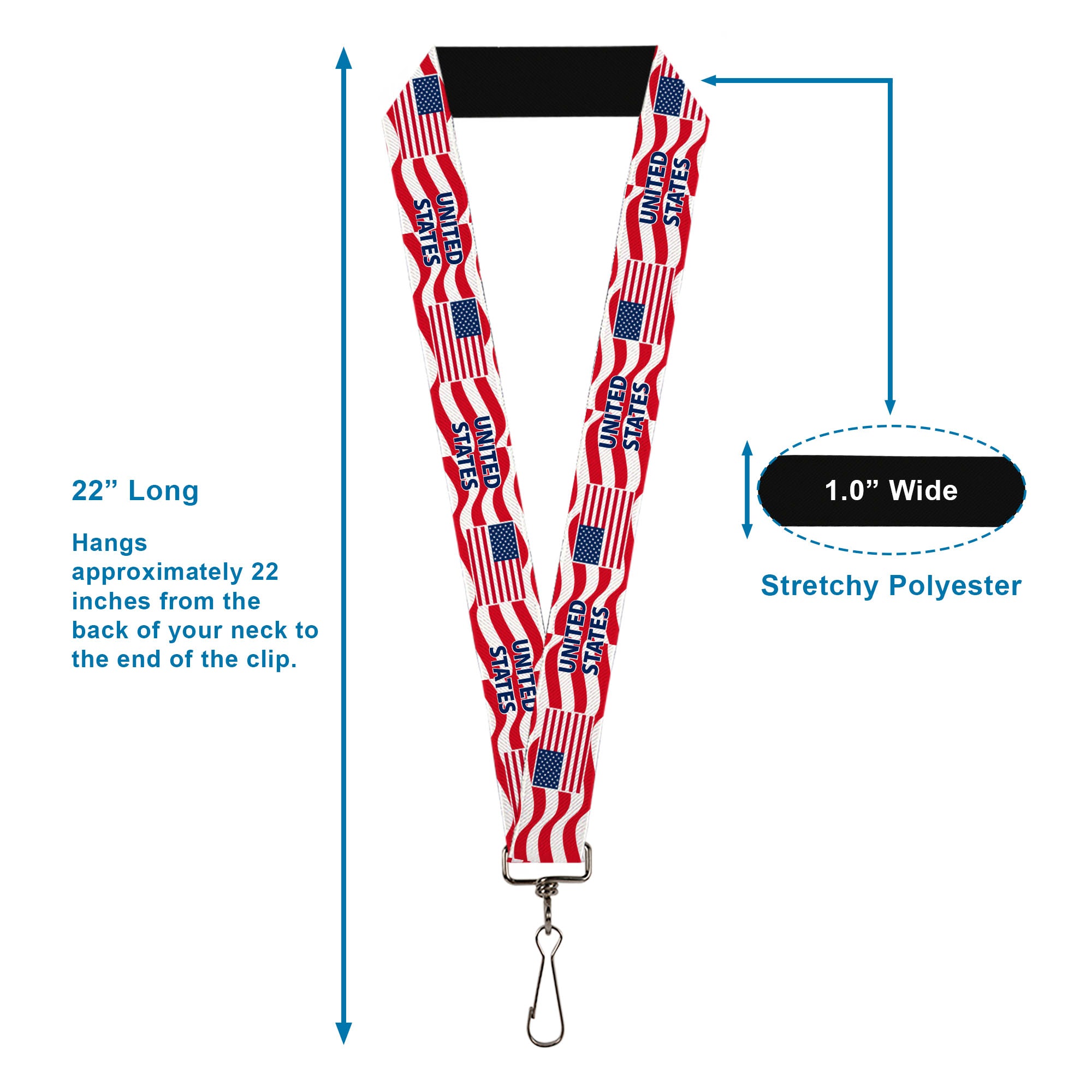 Lanyard - 1.0" - Global Soccer Cup Series United States Spirit Flag Lanyards Buckle-Down
