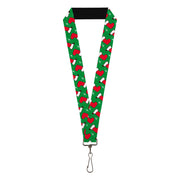 Lanyard - 1.0" - Holiday Christmas Stocking and Star Green/WhiteRed Lanyards Buckle-Down