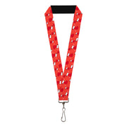 Lanyard - 1.0" - Holiday Christmas Stocking and Star Red/White Lanyards Buckle-Down