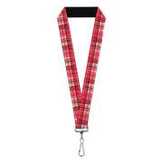 Lanyard - 1.0" - Holiday Christmas Plaid Red/White/Black Lanyards Buckle-Down
