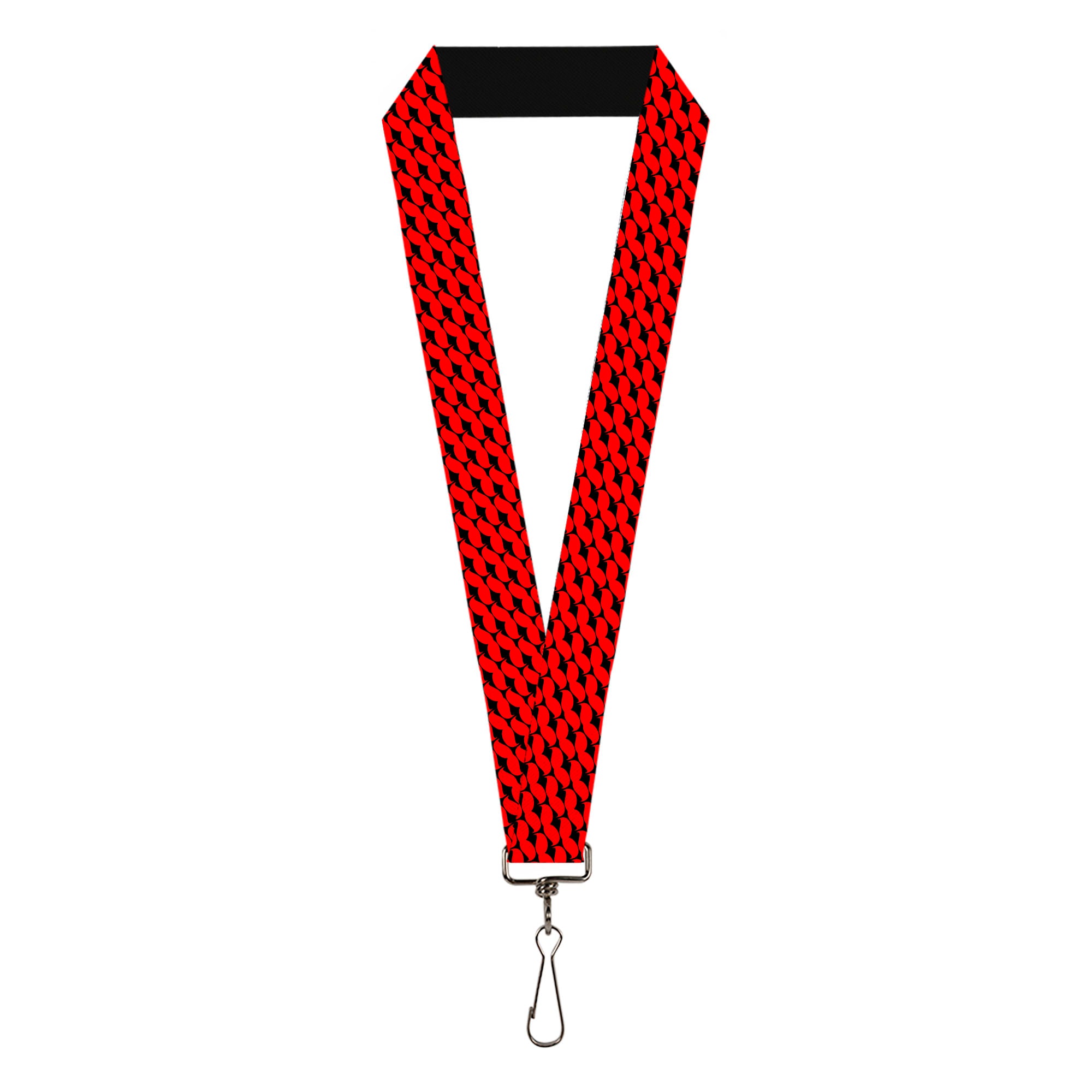 Lanyard - 1.0" - Mustache Monogram Black Red Lanyards Buckle-Down