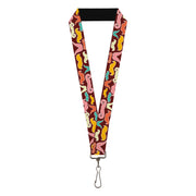 Lanyard - 1.0" - Mustaches Brown Multi Pastel Lanyards Buckle-Down