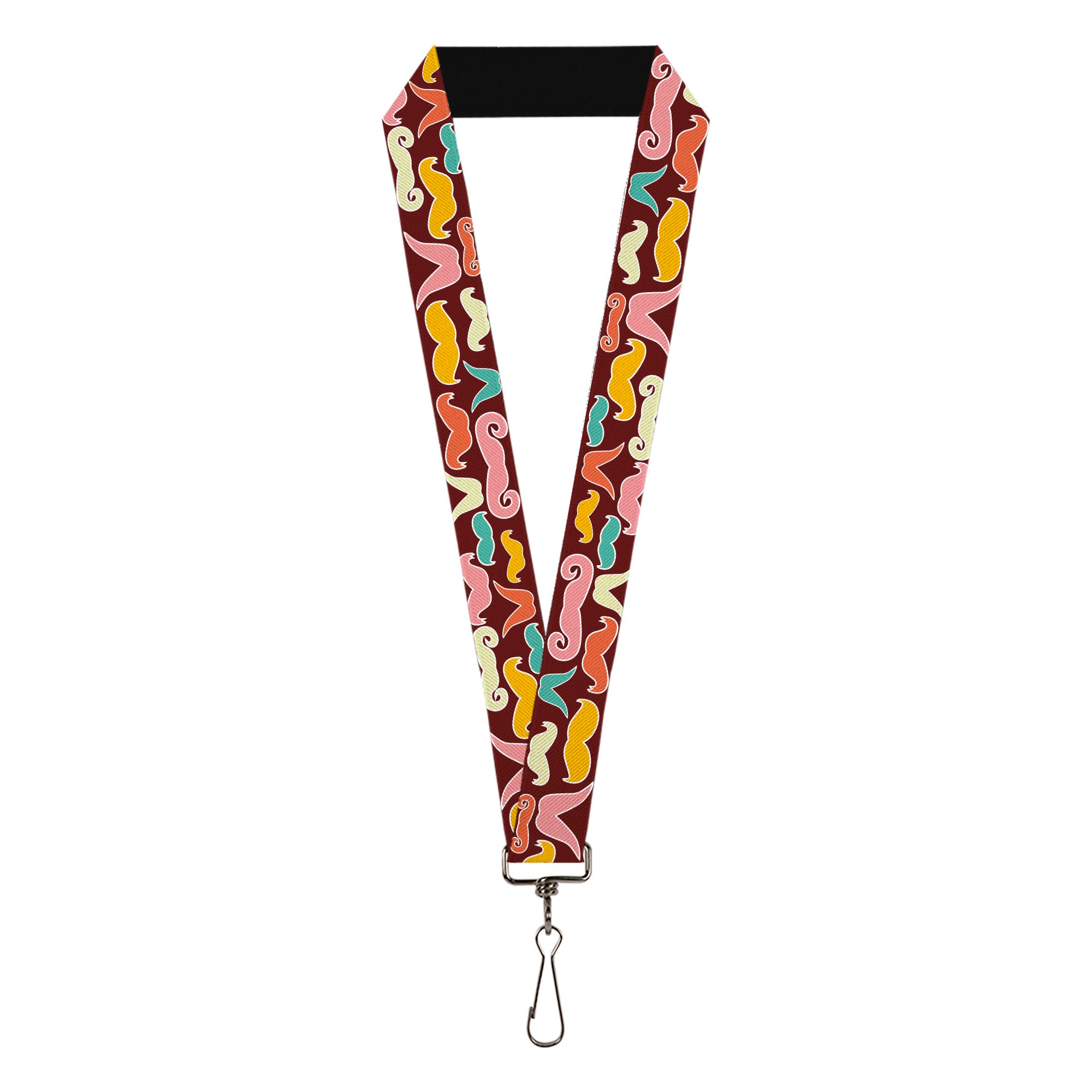 Lanyard - 1.0" - Mustaches Brown Multi Pastel Lanyards Buckle-Down
