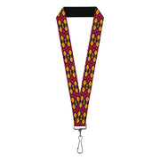 Lanyard - 1.0" - Mini Navajo Purple Yellow Pink Green Lanyards Buckle-Down