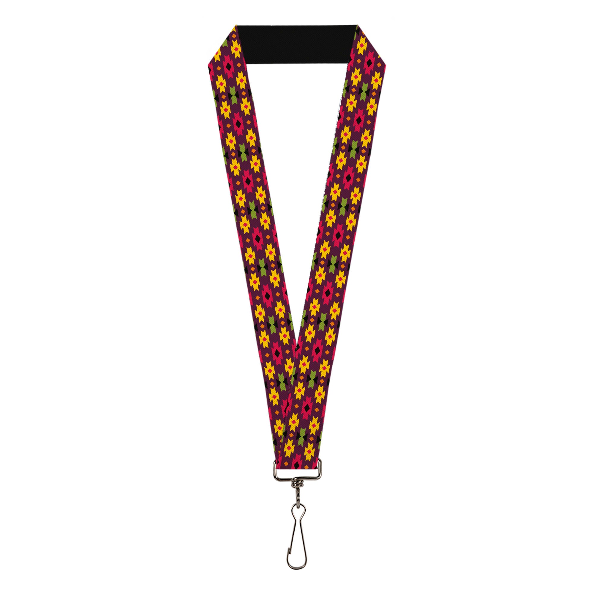 Lanyard - 1.0" - Mini Navajo Purple Yellow Pink Green Lanyards Buckle-Down