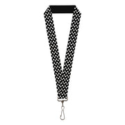 Lanyard - 1.0" - Micro Polka Dots2 Black White Lanyards Buckle-Down