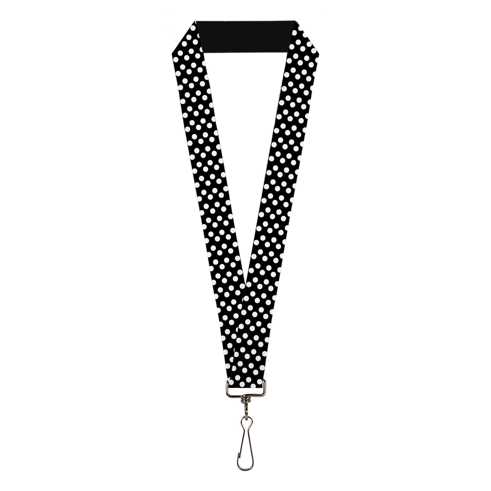 Lanyard - 1.0" - Micro Polka Dots2 Black White Lanyards Buckle-Down