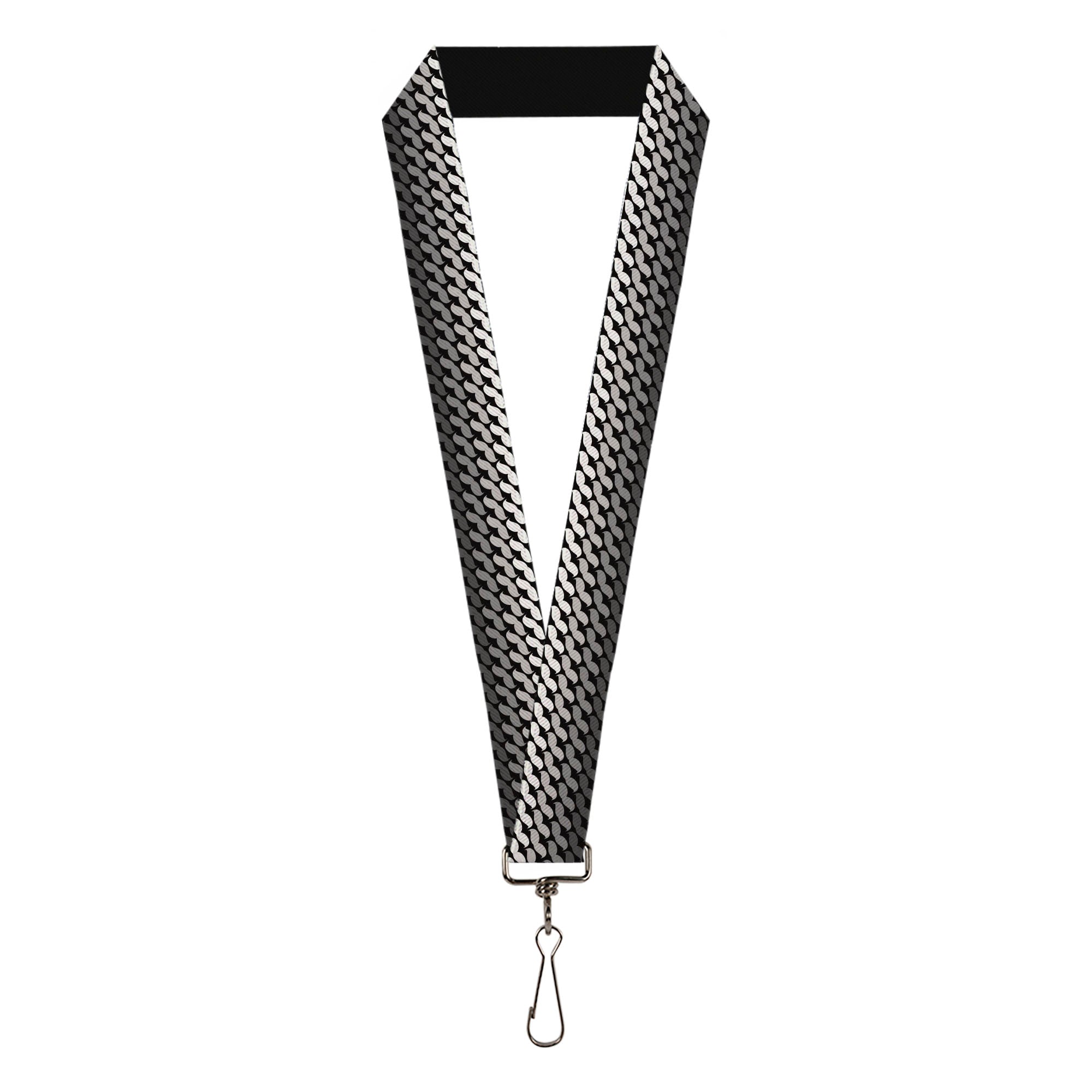 Lanyard - 1.0" - Mustache Monogram Black Grays Lanyards Buckle-Down