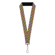 Lanyard - 1.0" - Mustache Monogram Black Fuchsia Turquoise Yellow Lanyards Buckle-Down