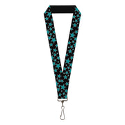 Lanyard - 1.0" - Multi Stars Black Turquoise Lanyards Buckle-Down