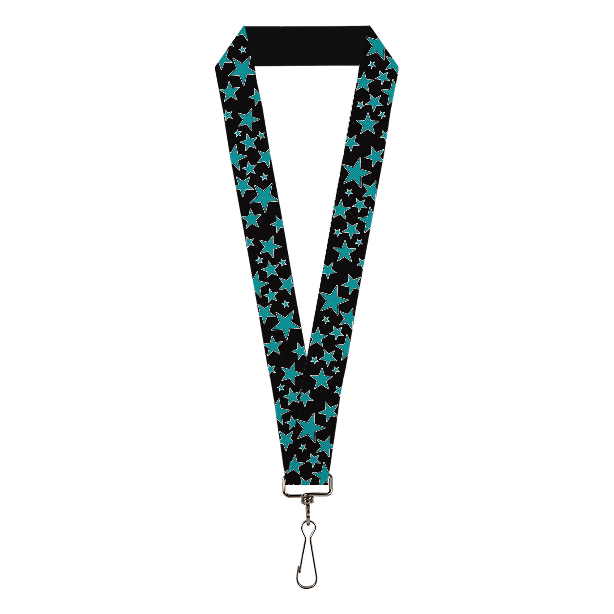 Lanyard - 1.0" - Multi Stars Black Turquoise Lanyards Buckle-Down