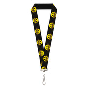Lanyard - 1.0" - Mustache Happy Face Black Yellow Brown Lanyards Buckle-Down