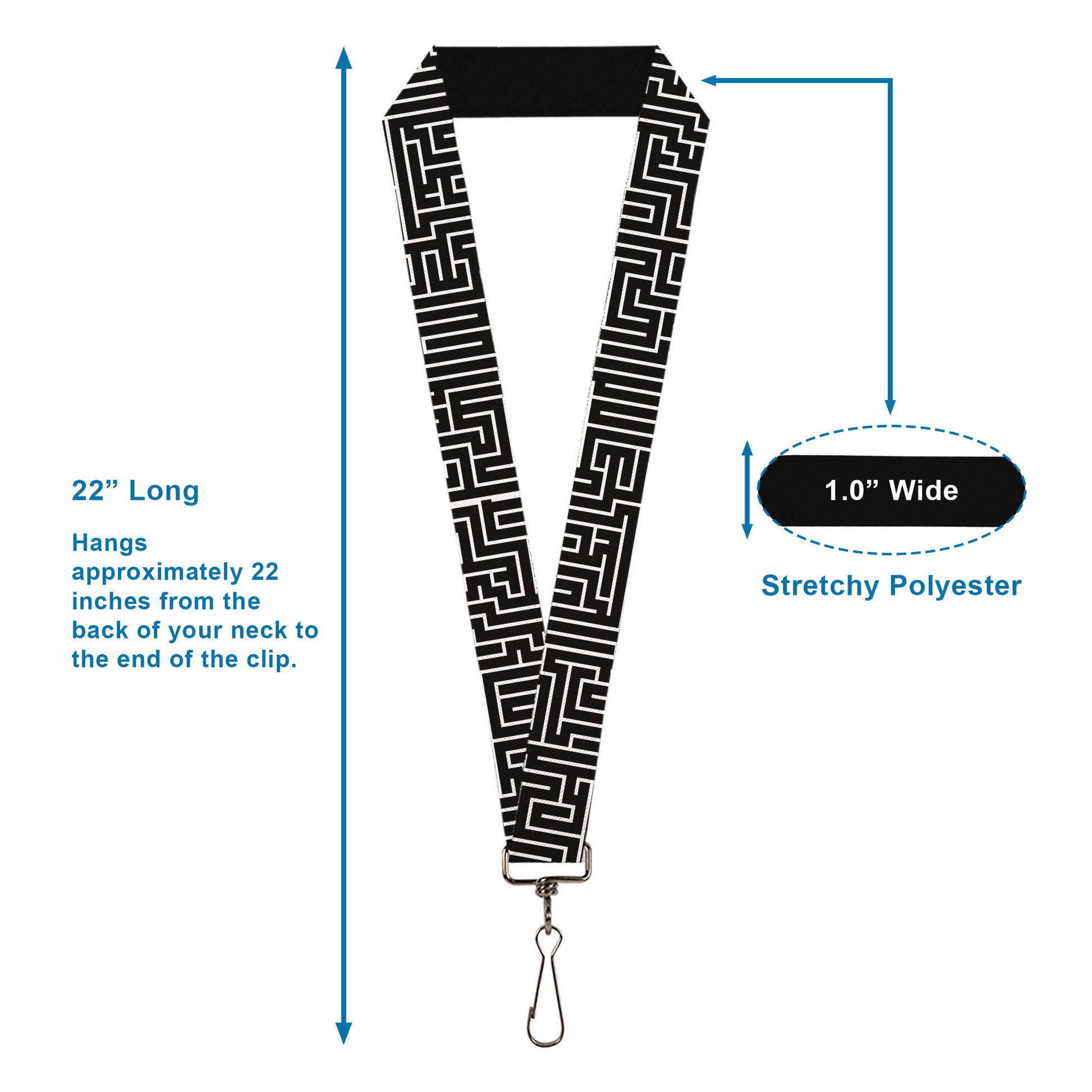 Lanyard - 1.0" - Maze Black White Red Lanyards Buckle-Down
