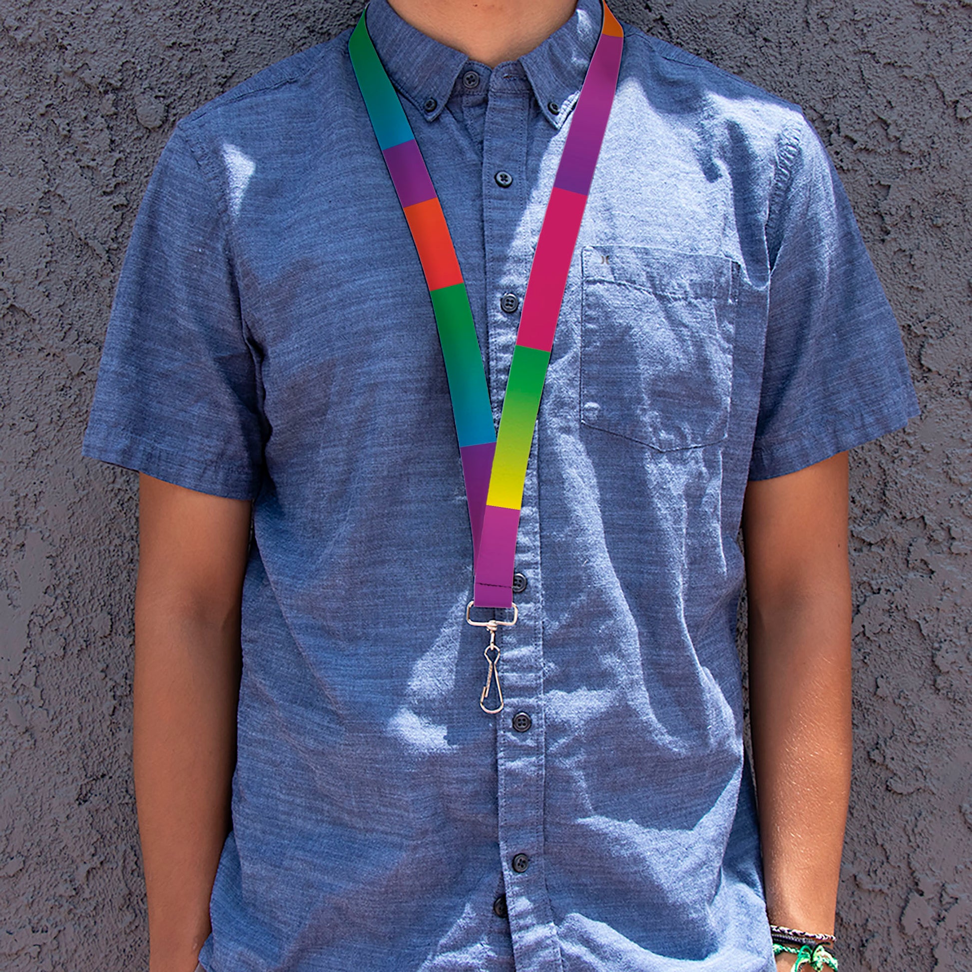 Lanyard - 1.0" - Multi Color Blocks Lanyards Buckle-Down