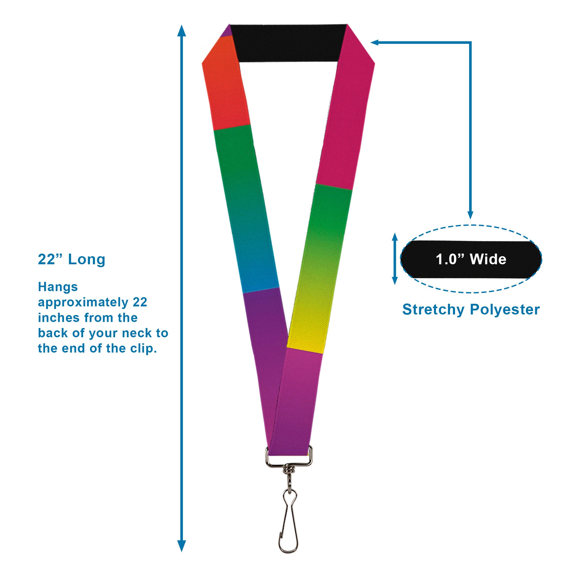 Lanyard - 1.0" - Multi Color Blocks Lanyards Buckle-Down