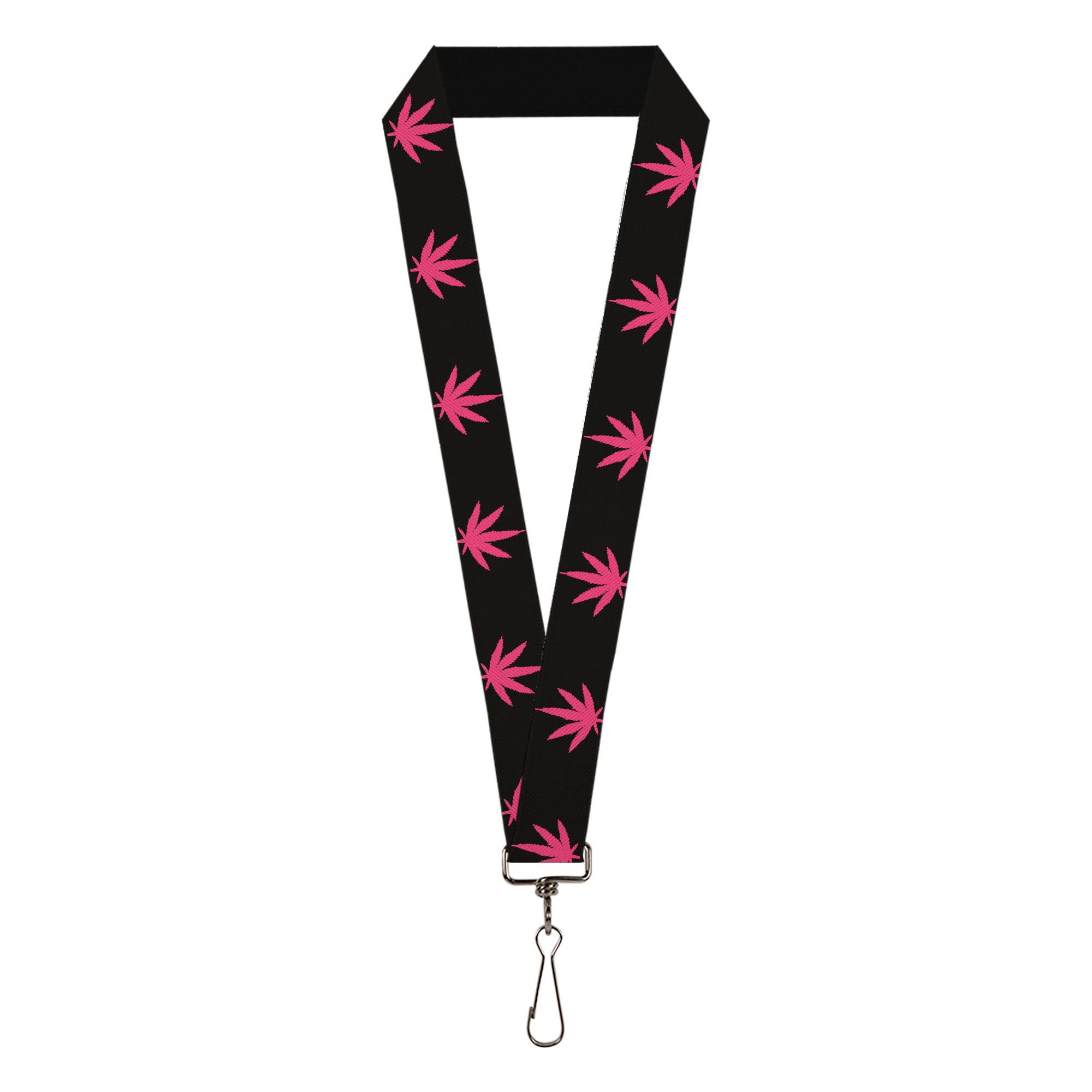 Buckle-Down Lanyard - Marijuana Leaf Repeat Black/Pink Lanyards Buckle-Down