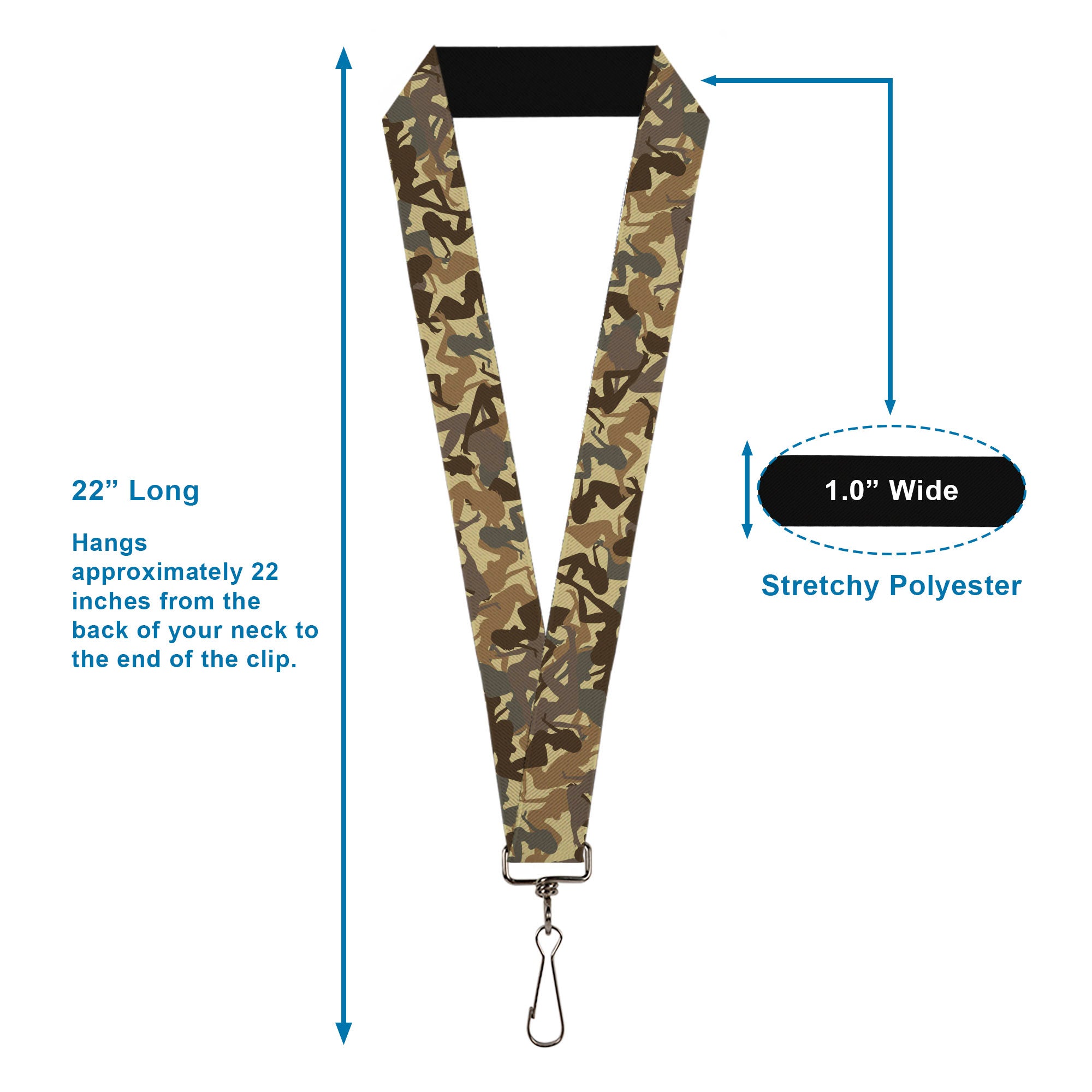 Lanyard - 1.0" - Mud Flap Girls Camo Browns Lanyards Buckle-Down