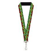 Buckle-Down Lanyard - Marijuana Nugs/Leaves Cartoon Rasta/Black Lanyards Buckle-Down