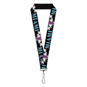 Lanyard - 1.0" - MIAMI Palm Trees Black White Pink Teal Lanyards Buckle-Down
