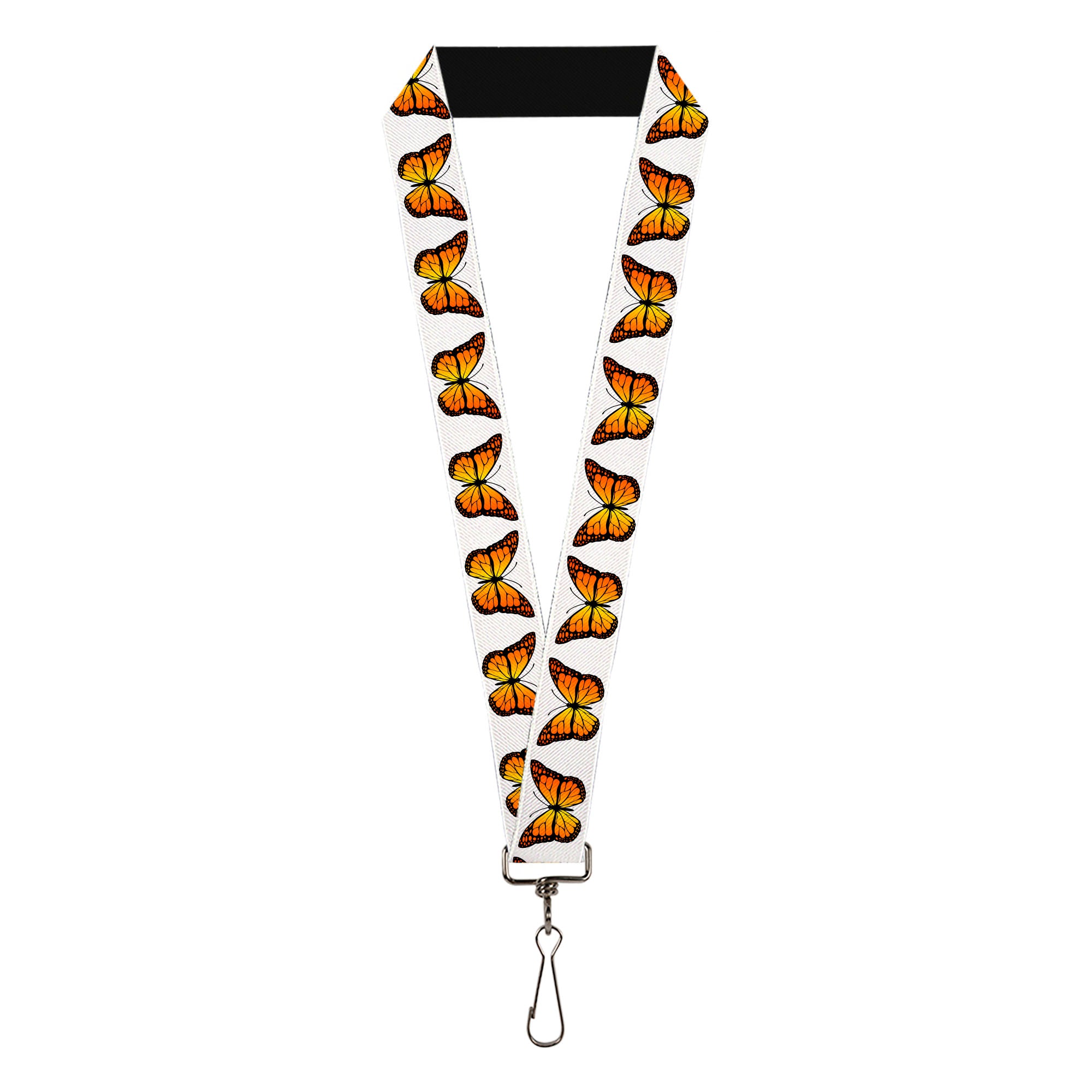 Lanyard - 1.0" - Monarch Butterfly Repeat White Lanyards Buckle-Down