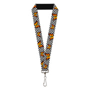 Lanyard - 1.0" - Monarch Butterfly Scattered Checker Black White Lanyards Buckle-Down